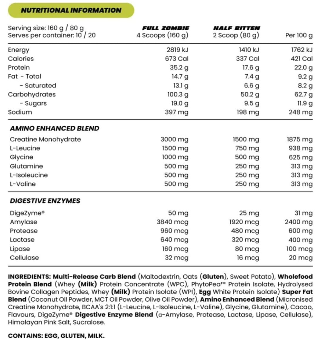 Zombie Labs Gainz Mass Gainer + Creatine 4.32kg