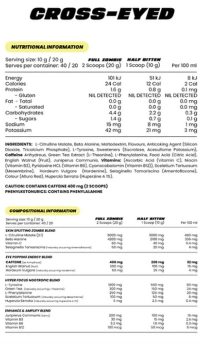 Zombie Labs Cross-Eyed Extreme Stimulant Pre Workout