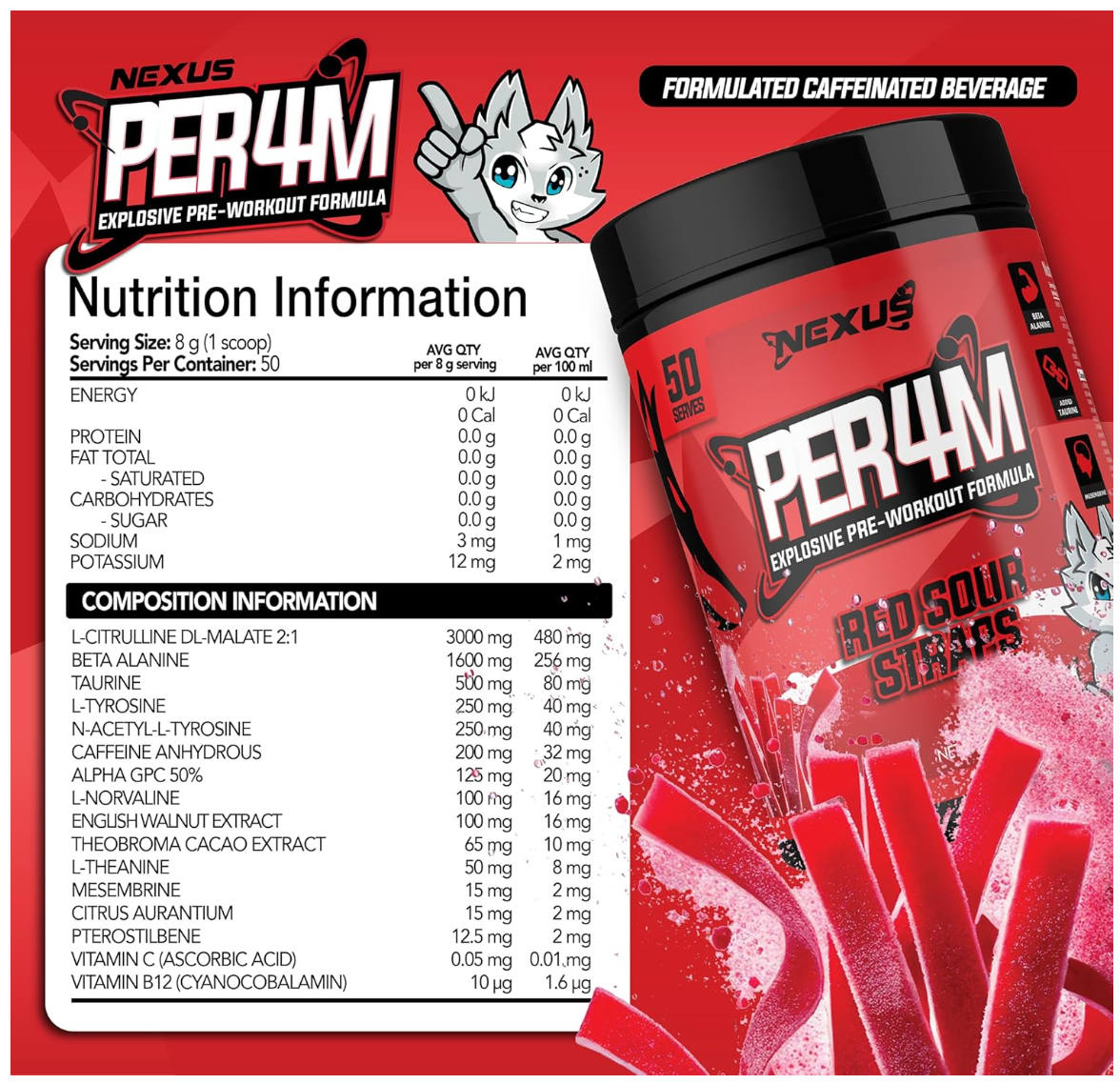 Nexus PER4M Pre Workout Powder Supplement- 50 Servings
