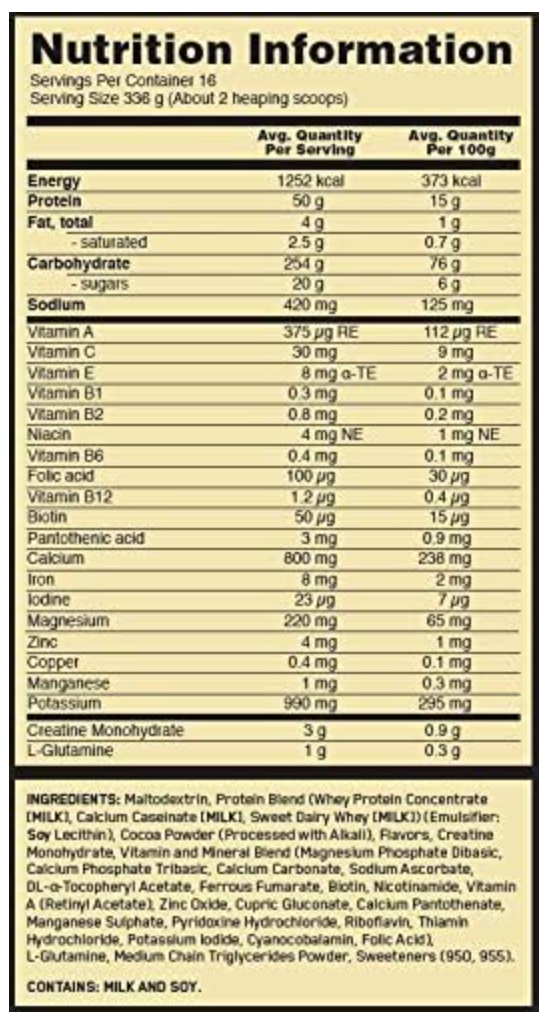 OPTIMUM NUTRITION Serious Mass Protein Powder Gainer, 5.44kg
