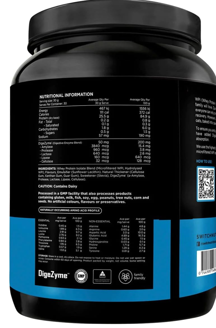 Switch Nutrition WPI-95 Premium Whey Protein Isolate, 900 g