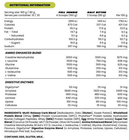 Zombie Labs Gainz Vanilla Mass Gainer + Creatine 1.6kg