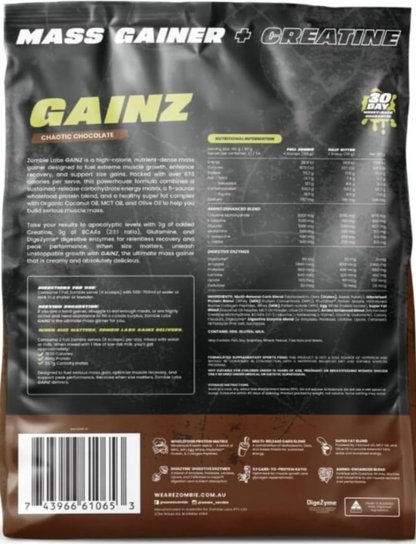 Zombie Labs Gainz Mass Gainer + Creatine 4.32kg
