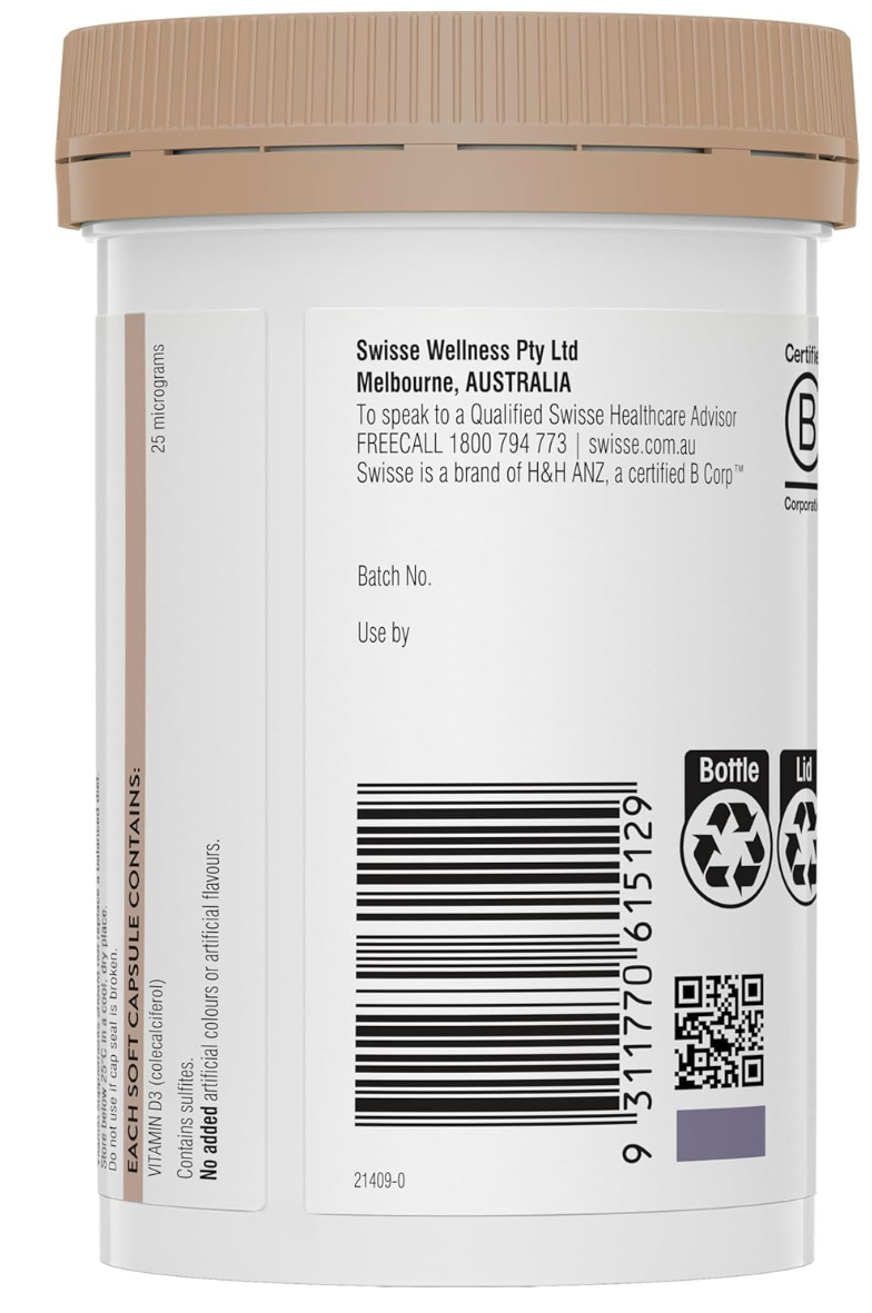 Swisse Ultiboost Vitamin D- 400 Capsules