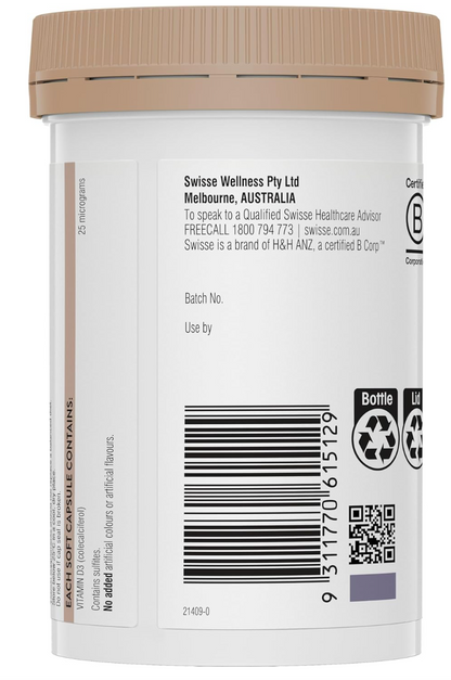 Swisse Ultiboost Vitamin D- 400 Capsules