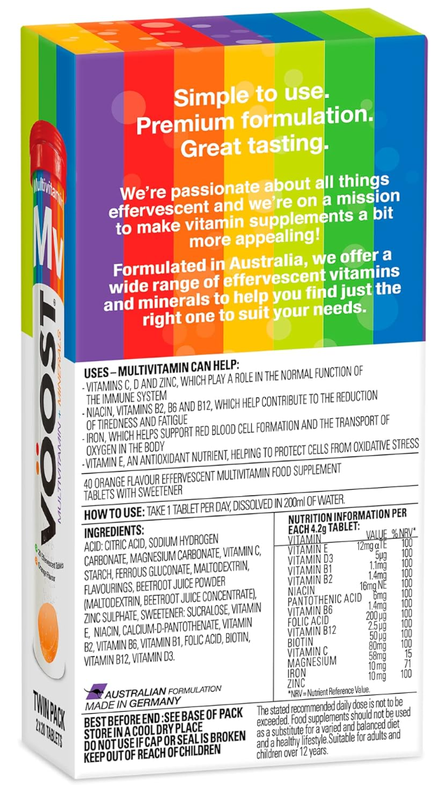 Voost Multivitamin Orange Effervescent Tablets 40 Pack