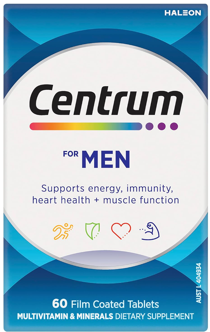 Centrum Men, Multi Vitamin & Minerals Supplement, 60 Tablets