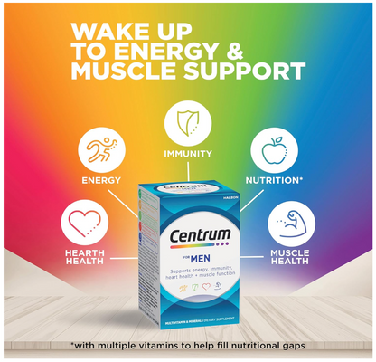Centrum Men, Multi Vitamin & Minerals Supplement, 60 Tablets