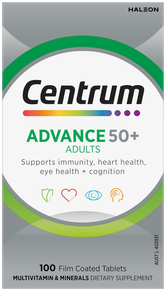 Centrum Advance 50+ Adults, Multi Vitamin & Minerals Supplement, 100 Tablets