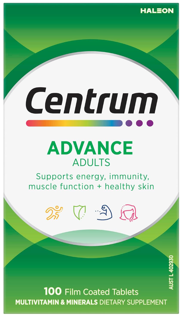 Centrum Advance Adults, Multi Vitamin & Minerals Supplement, 100 Tablets
