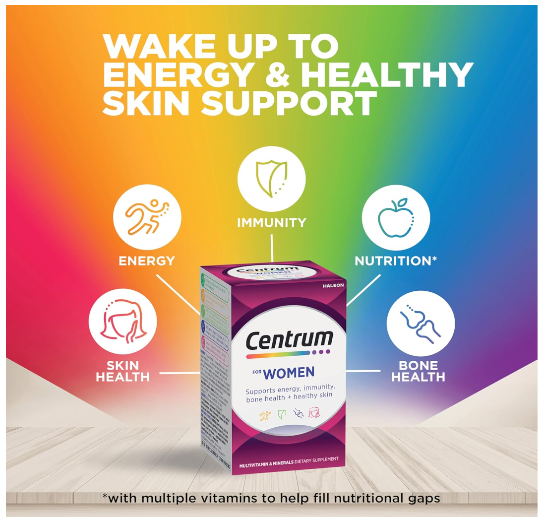 Centrum Women, Multi Vitamin & Minerals Supplement, 60 Tablets