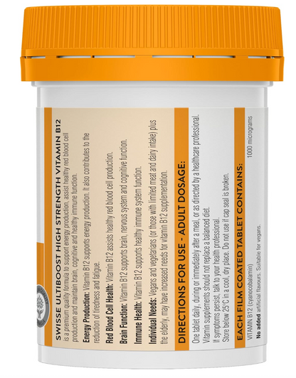 Swisse Ultiboost High Strength Vitamin B12- 60 Tablets