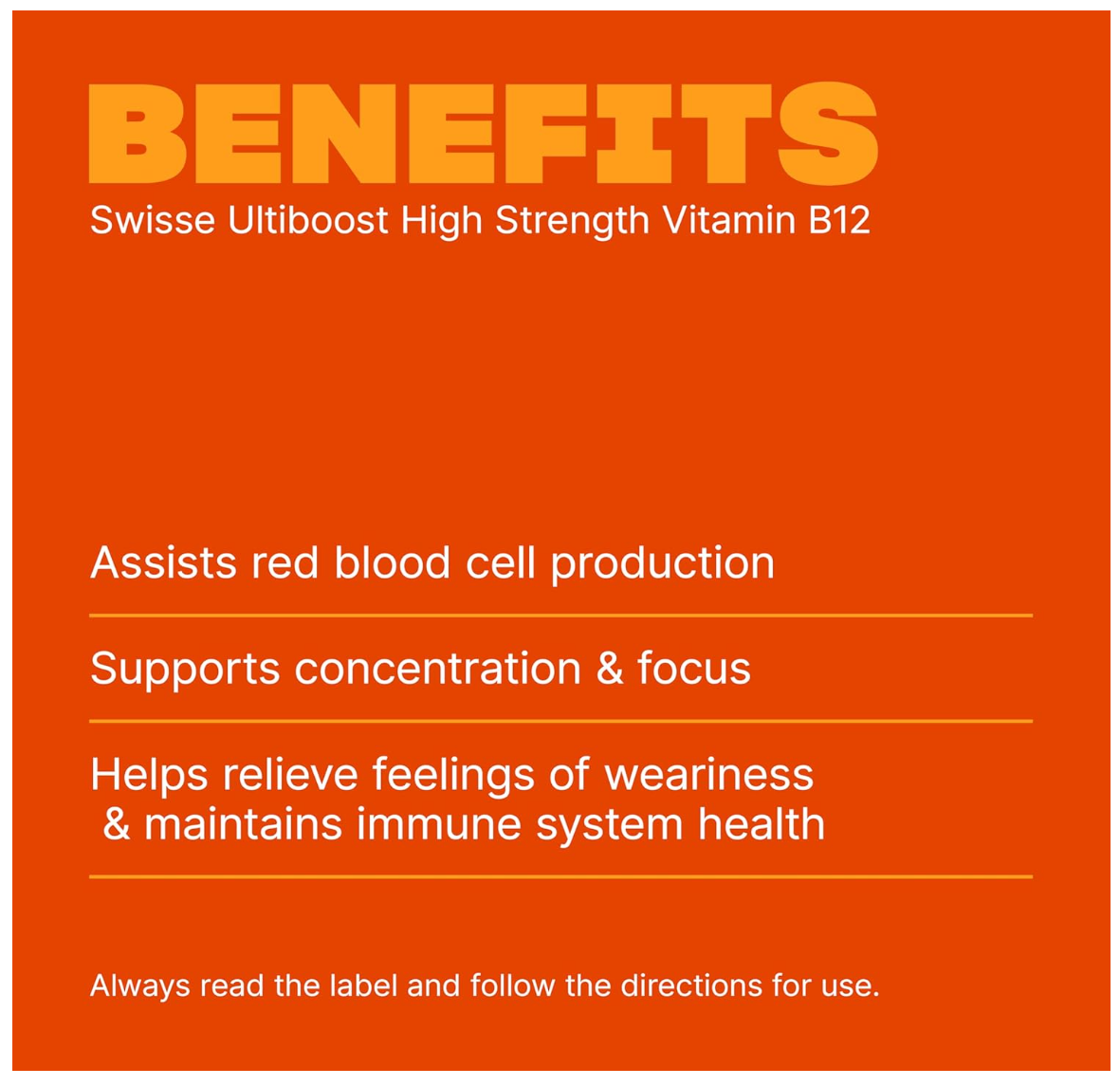 Swisse Ultiboost High Strength Vitamin B12- 60 Tablets