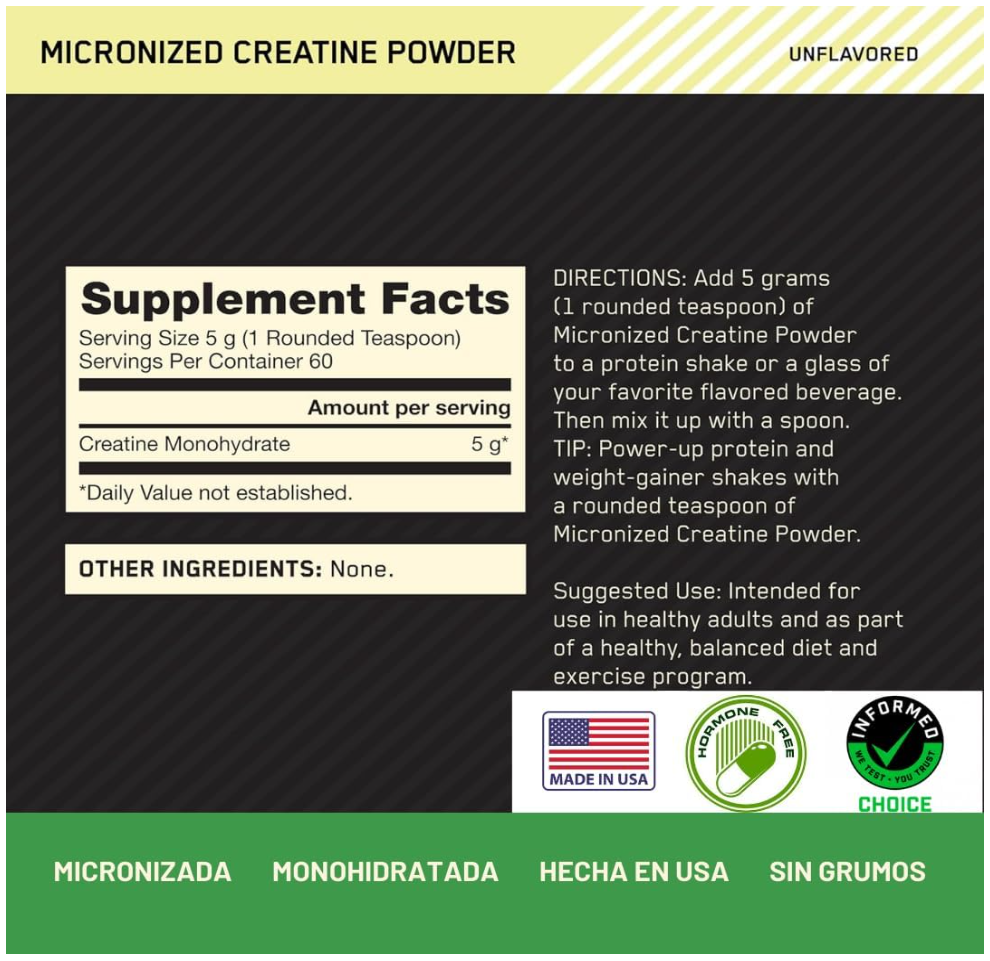 OPTIMUM NUTRITION Micronized Creatine Powder, Unflavoured