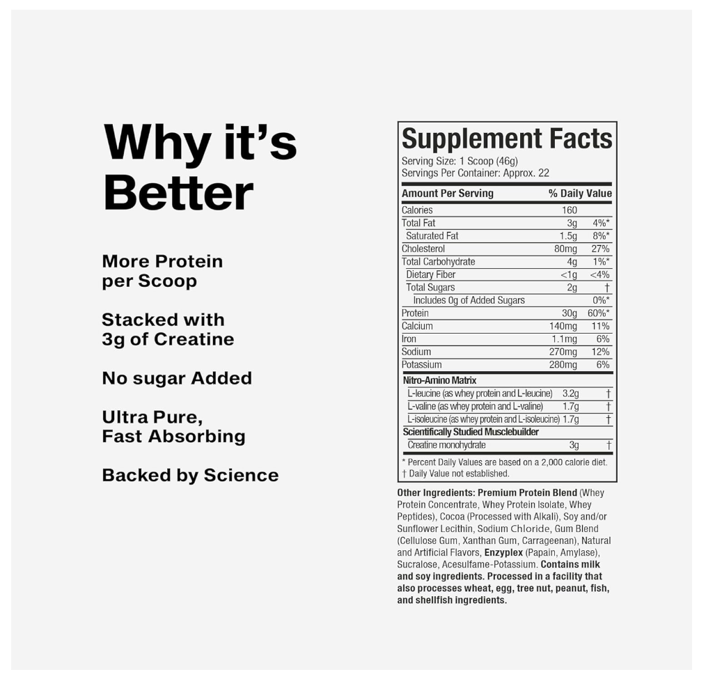 MuscleTech Whey Protein, Nitro-Tech Whey Isolate + Peptides