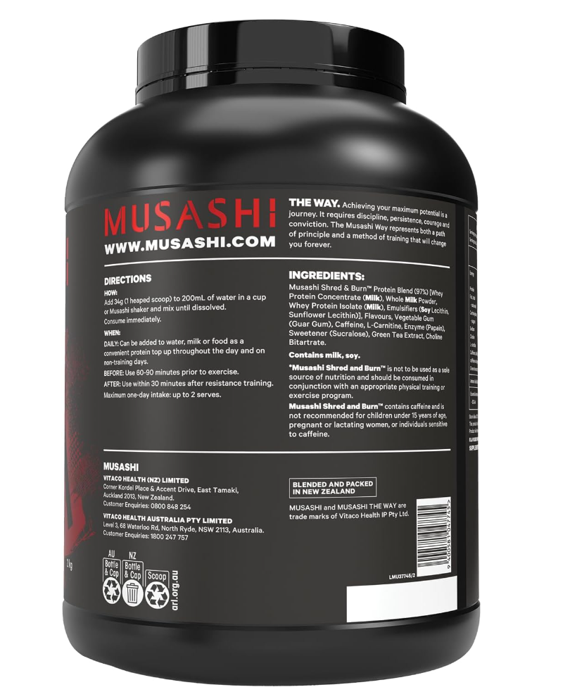 Musashi Shred & Burn Protein Powder