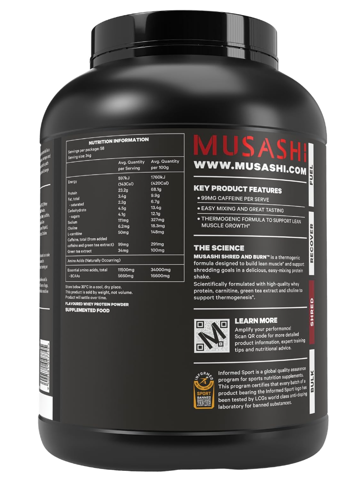 Musashi Shred & Burn Protein Powder